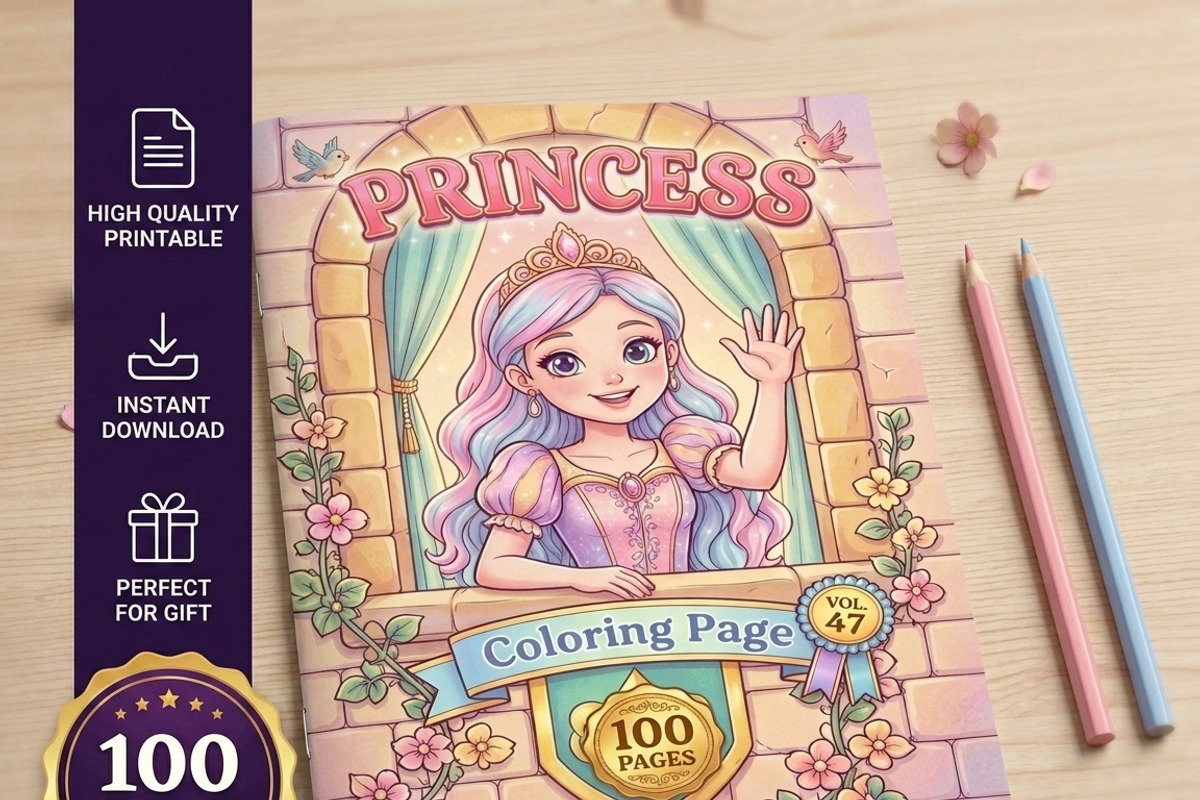 Magical Princess Coloring Book Vol47, a Person Illustration by ikarifq shop (Photo 1 of 7)