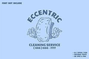 retro bathroom brush mascot, a Branding & Logo Template by Judsart