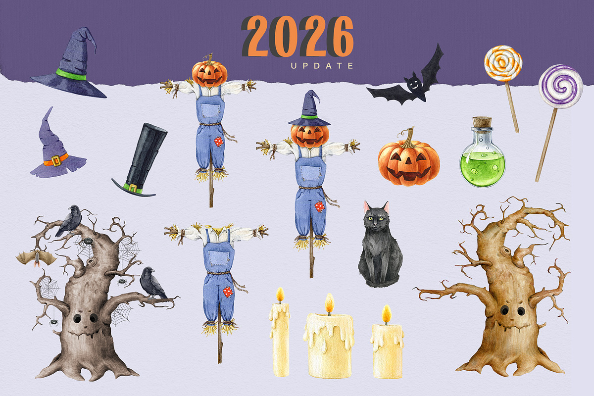 Halloween Watercolor Clipart, a Seasonal Illustration by AnitaPol (Photo 10 of 20)