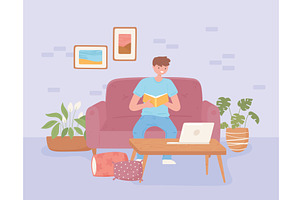 boy studying home, a Person Illustration by studiogstock