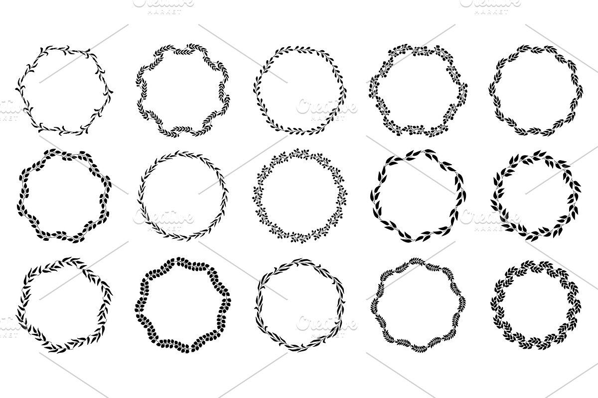 Several black leaf wreaths form, an Illustration by Woters little shop