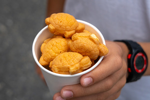 Hands holding cup of turtle shaped taiyaki in Osaka, Japan, a Food & Drink Photo by GoodGoods