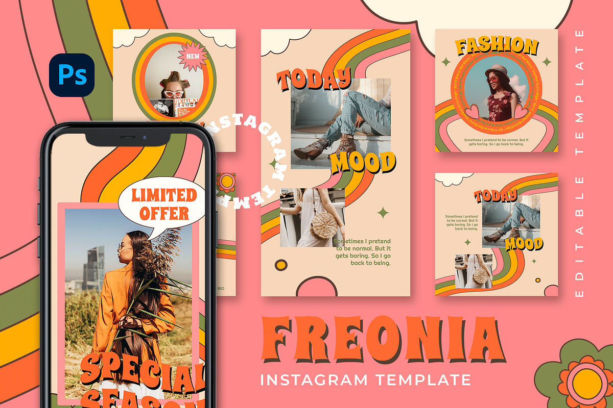 Freonia Instagram Template, a Social Media Template by Creatchees.std (Photo 1 of 5)