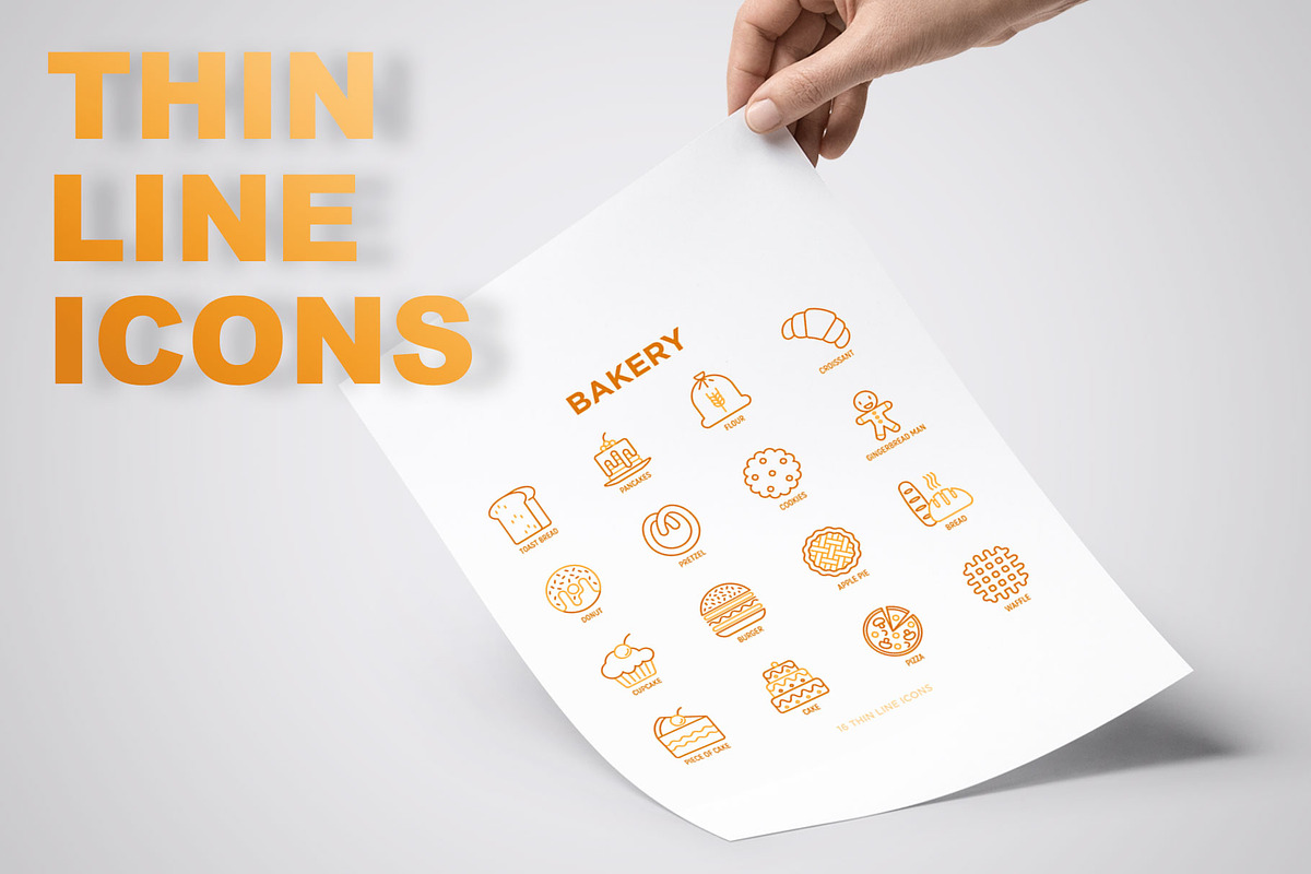 Bakery | 16 Thin Line Icons, an Outline Icon by Alex Blogoodf (Photo 3 of 7)