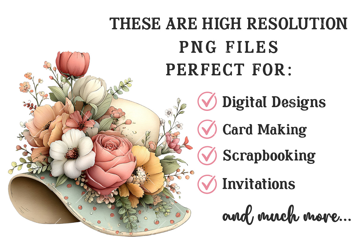 Whimsical Spring Floral Hat Clipart, an Illustration by OK Design (Photo 4 of 6)