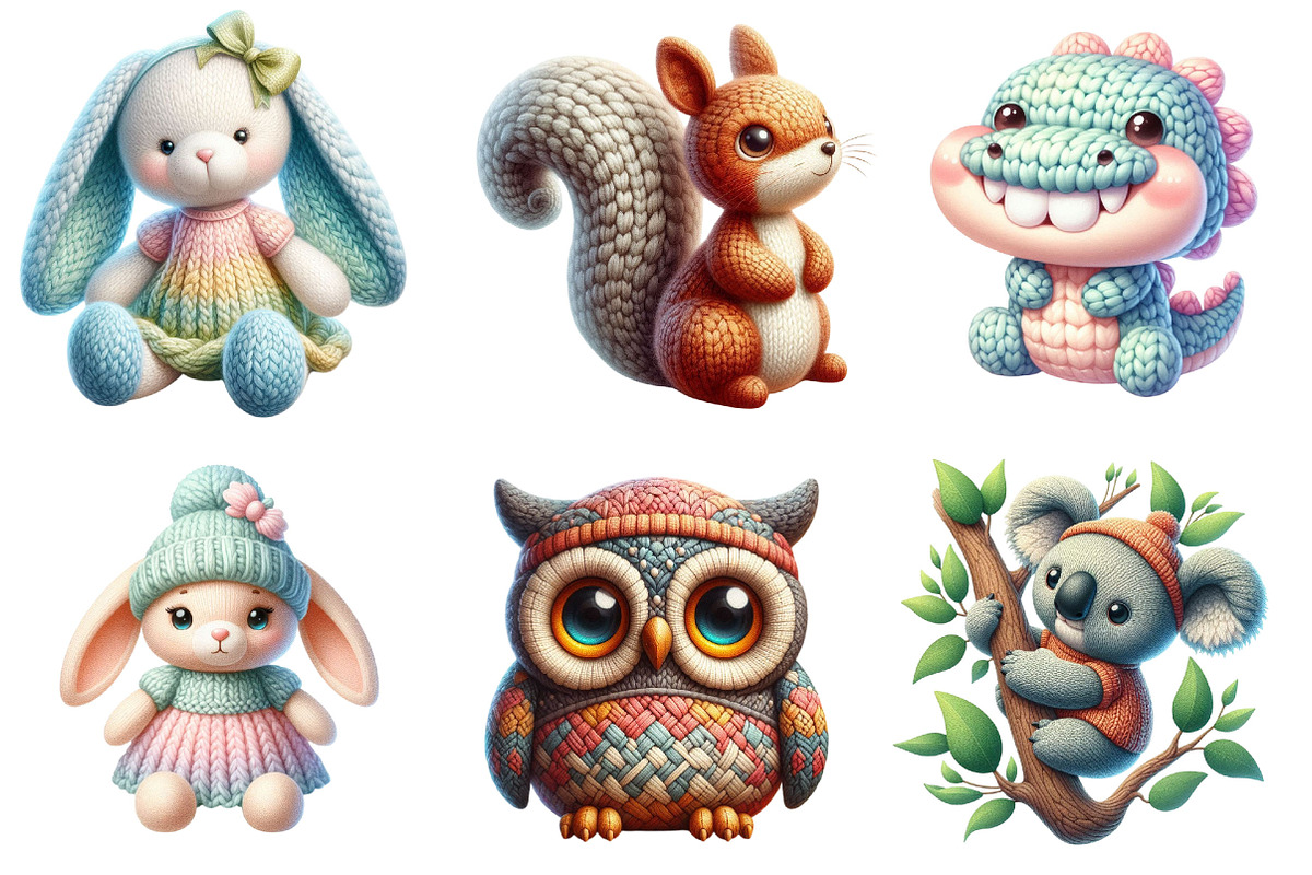 Vintage Knitted Plush Baby Animals, a Graphic by CitraGraphics (Photo 2 of 3)