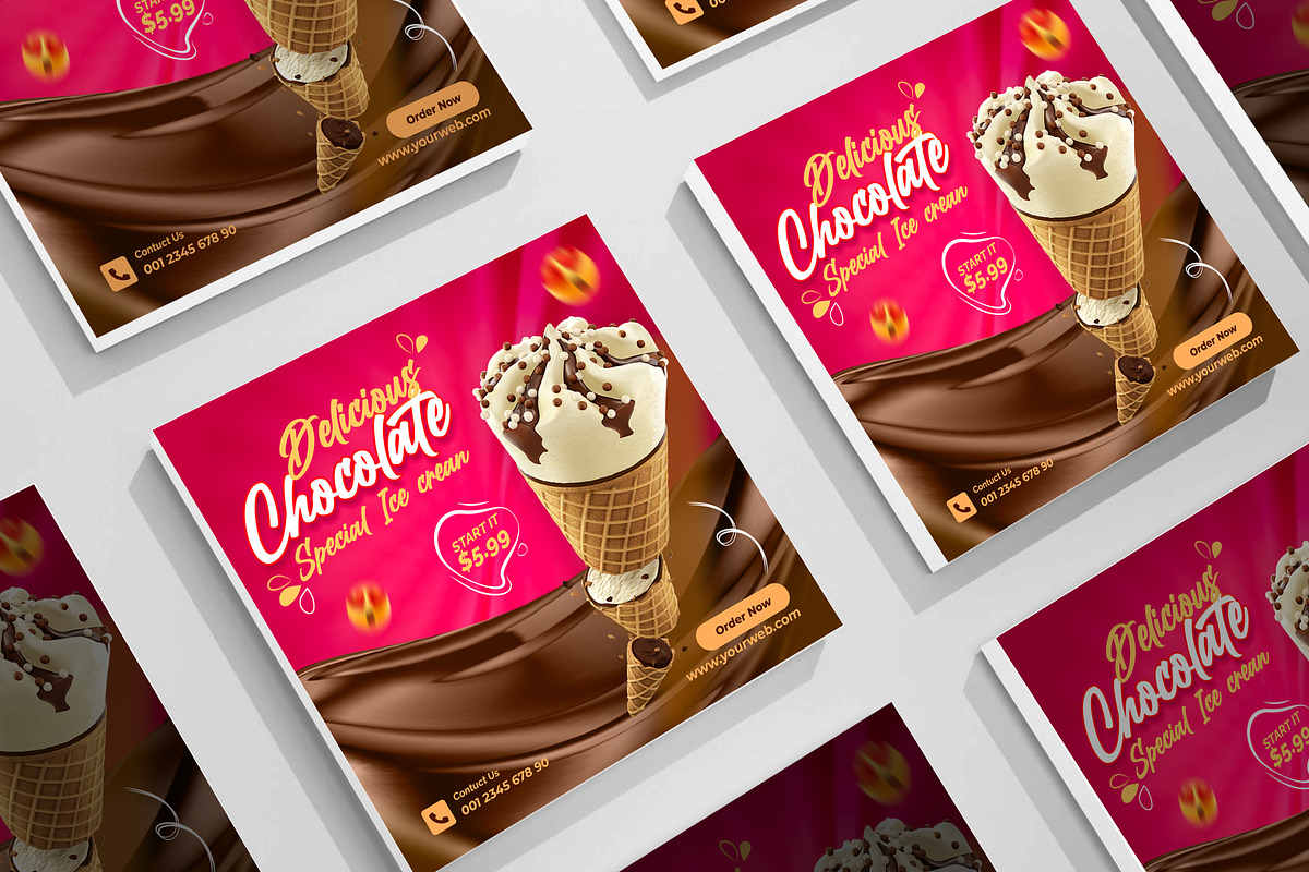 Chocolate ice cream social poster, a Social Media Template by mdmijanur0187 (Photo 2 of 3)