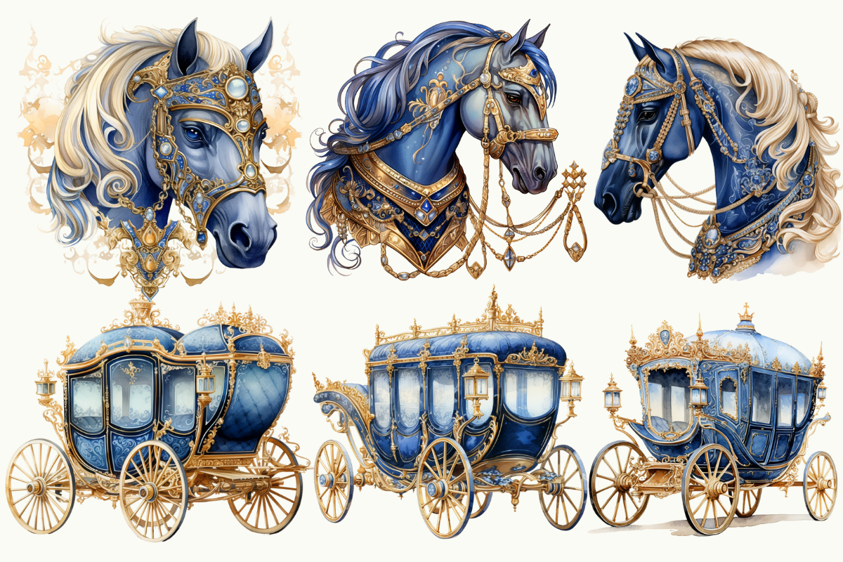 Blue And Gold Victorian Clipart, an Object Illustration by Digital Xpress (Photo 7 of 9)