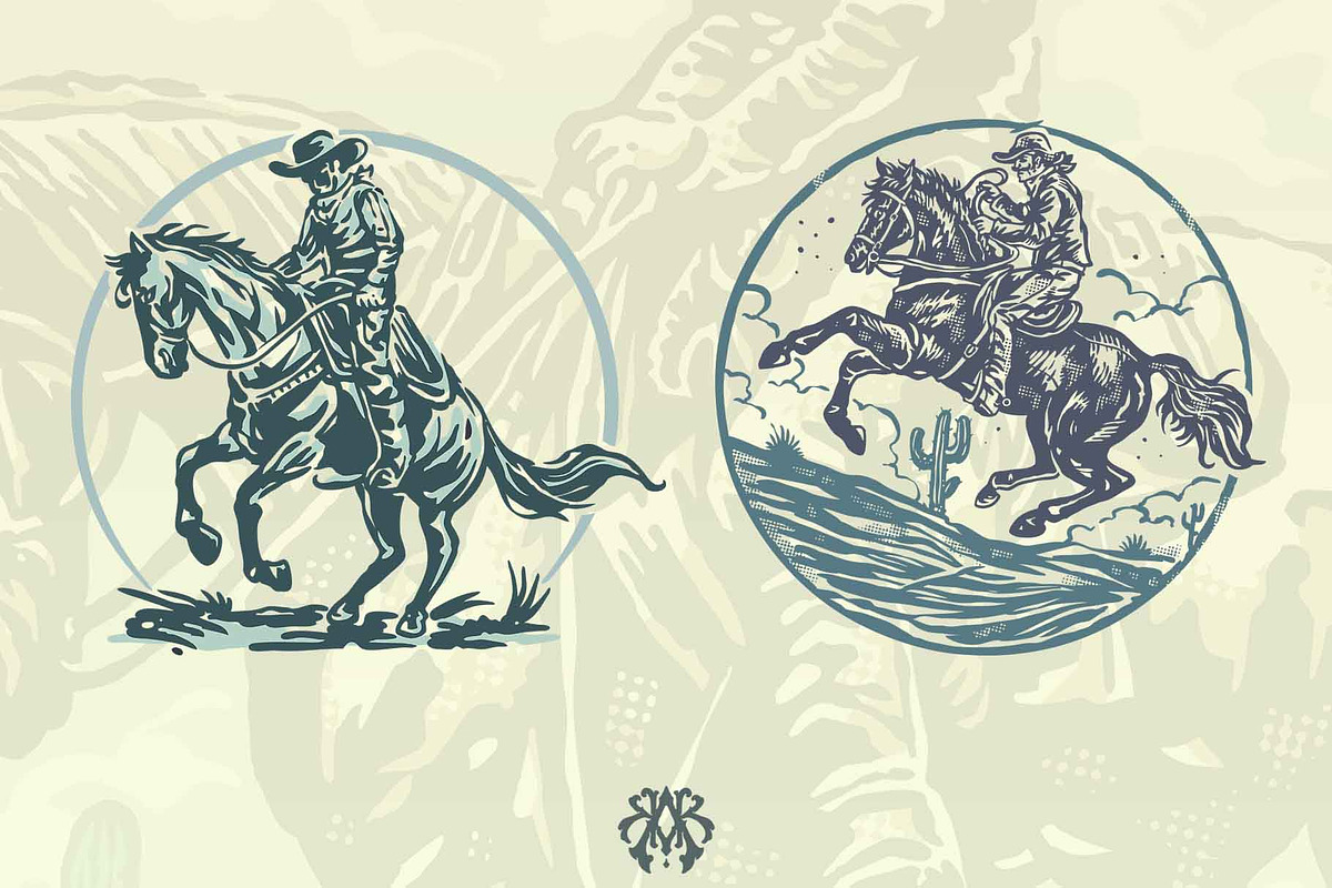 Cowboy on a horseback on a wild west, an Object Illustration by Krizvector Artwork Shop (Photo 5 of 6)