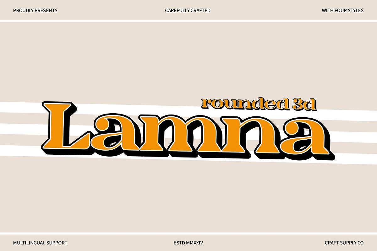 Lamna Rounded 3D, a Serif Font by Craft Supply Co. (Photo 1 of 8)