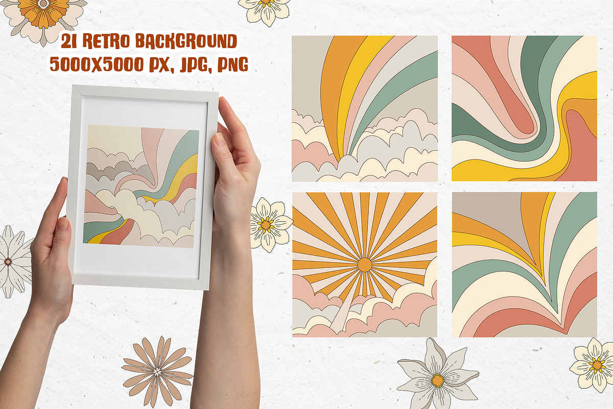 GROOVY SUMMER FLOWERS, a Pattern Graphic by Antikva17 (Photo 4 of 9)