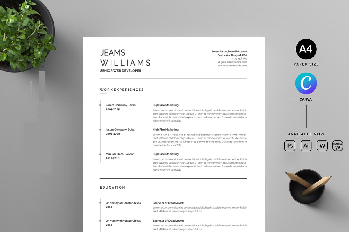 ATS Resume For Google Docs And Word, a Resume Template by Blackcloud_Creations (Photo 2 of 4)