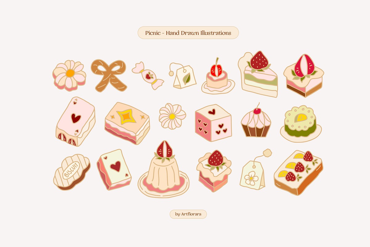 PICNIC! Whimsical Hand Drawn Pastry, a Food Illustration by Artflorara (Photo 4 of 11)