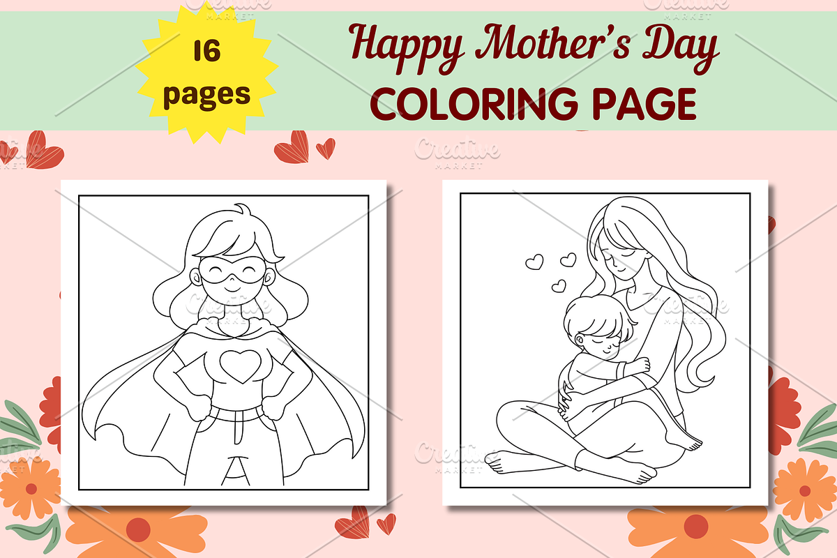 Happy Mother's Day Coloring Page, a Person Illustration by Salaly (Photo 4 of 5)