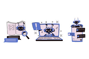 Set of cute chatbot illustration, a Technology Illustration by art PVP - market