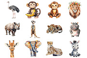 Watercolor Safari Animals, an Illustration by Design Market (Thumbnail 3 of 3)