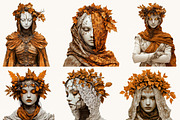 Surreal Art Autumn Girls Clipart, a Person Illustration by BusyDaydesign (Thumbnail 5 of 9)