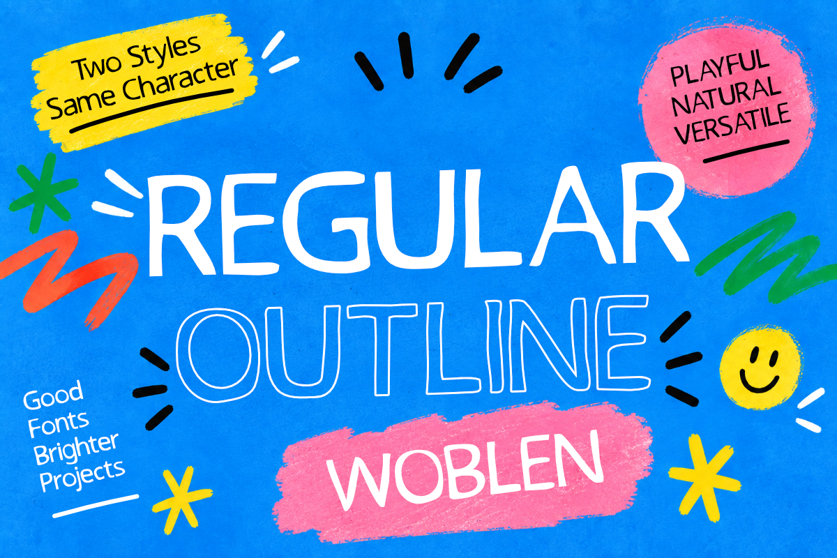 Woblen Hand-Drawn Display Font, a Handwritten Font by Muksal Creative (Photo 2 of 14)
