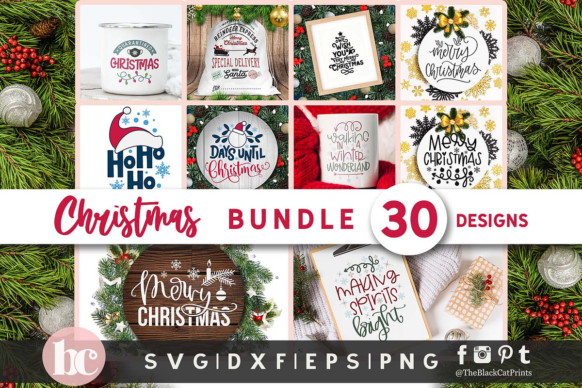 Christmas Quotes Bundle SVG PNG EPS, an Illustration by TheBlackCatPrints (Photo 2 of 5)