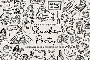 Slumber Party Clipart, Sleepover, an Object Illustration by The October Creative