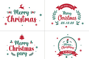 Merry Christmas Text Decoration, a Stationery Template by MightyDesign