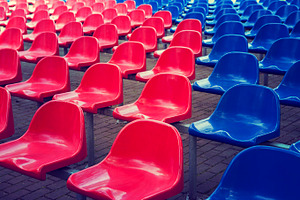 Red and blue stadium seats, a Sports & Recreation Photo by BOOCYS