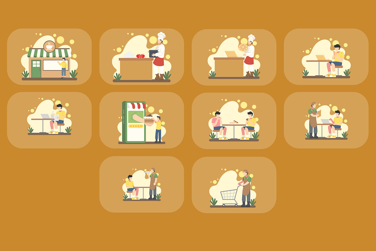 Restaurant Illustration Pack, an Illustration by baii09 (Photo 3 of 4)