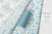 Floral Toile Print Design Patterns, a Pattern Graphic by Olya Creative (Thumbnail 4 of 29)