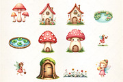 Fairy Garden Watercolor Clipart, an Illustration by CrexoraLab (Thumbnail 4 of 5)