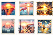 Summer Postage Stamp Clipart, an Illustration by OK Design (Thumbnail 2 of 5)
