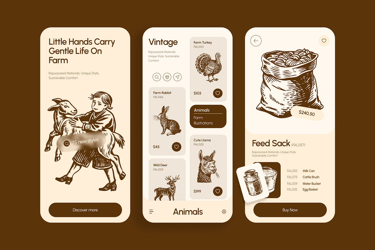 Vintage Farm Animals Illustration, an Animal Illustration by Prosymbols (Photo 4 of 8)