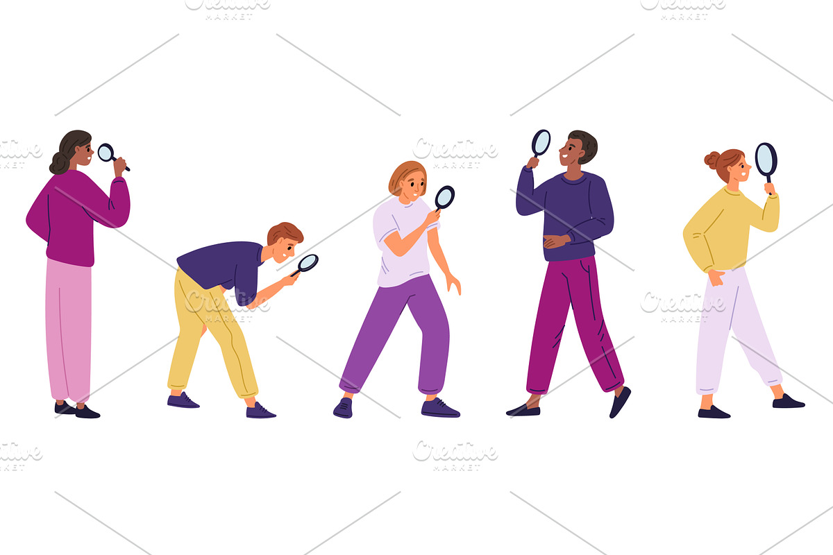 Men and women with magnifying, a Person Illustration by Vectorbuum