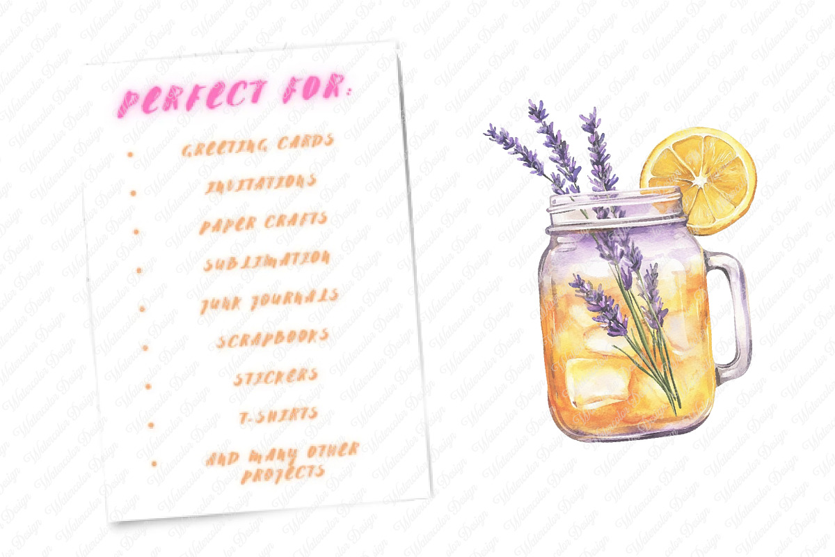 Lavender Floral Birthday Clipart, an Illustration by Watercolor design (Photo 9 of 11)