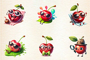 Watercolor Cute Cherry Clipart Bundl, an Illustration by DreamArtGraphic (Thumbnail 3 of 6)