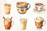 Coffee Cups Clipart, an Illustration by Libby Wishes (Thumbnail 2 of 6)