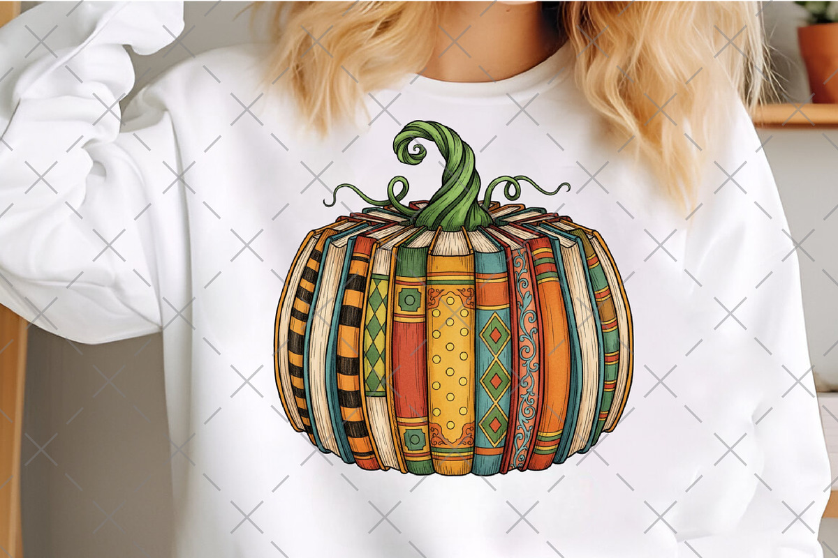 Retro Fall Book Pumpkin Png, an Illustration by Craft Nest (Photo 2 of 6)