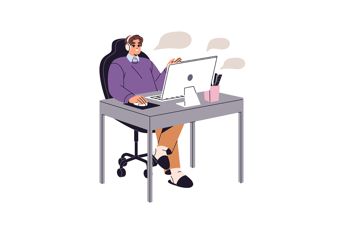 Freelance workers working online set, a Person Illustration by PaperTrident (Photo 2 of 9)