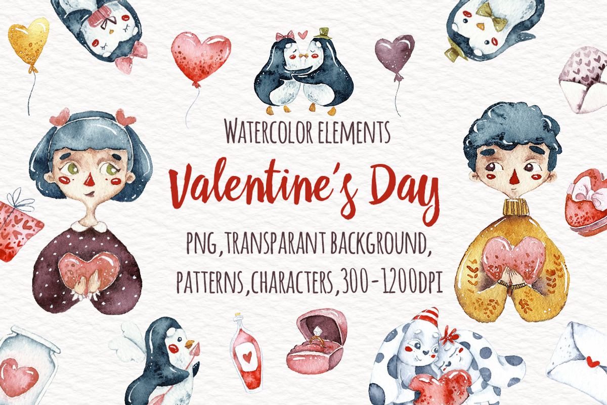 Watercolor Valentine's Day, an Animal Illustration by talloshau's illustrations (Photo 1 of 8)