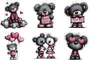 Teddy Bear Valentine Clipart, an Illustration by CraftArtStudio (Thumbnail 3 of 6)