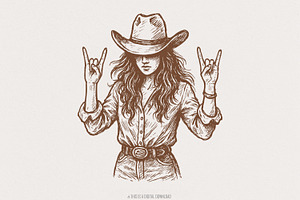 Cowgirl Rock On PNG, Western Woman, an Illustration by SharpMarketplace