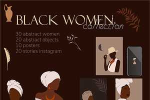 Collection of abstract women, black