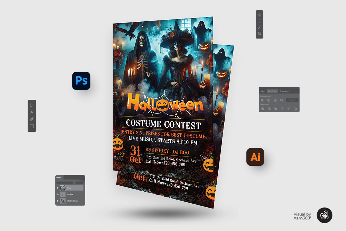 Halloween Costume Contest Bundle, a Flyer Template by Aam360 (Photo 8 of 9)