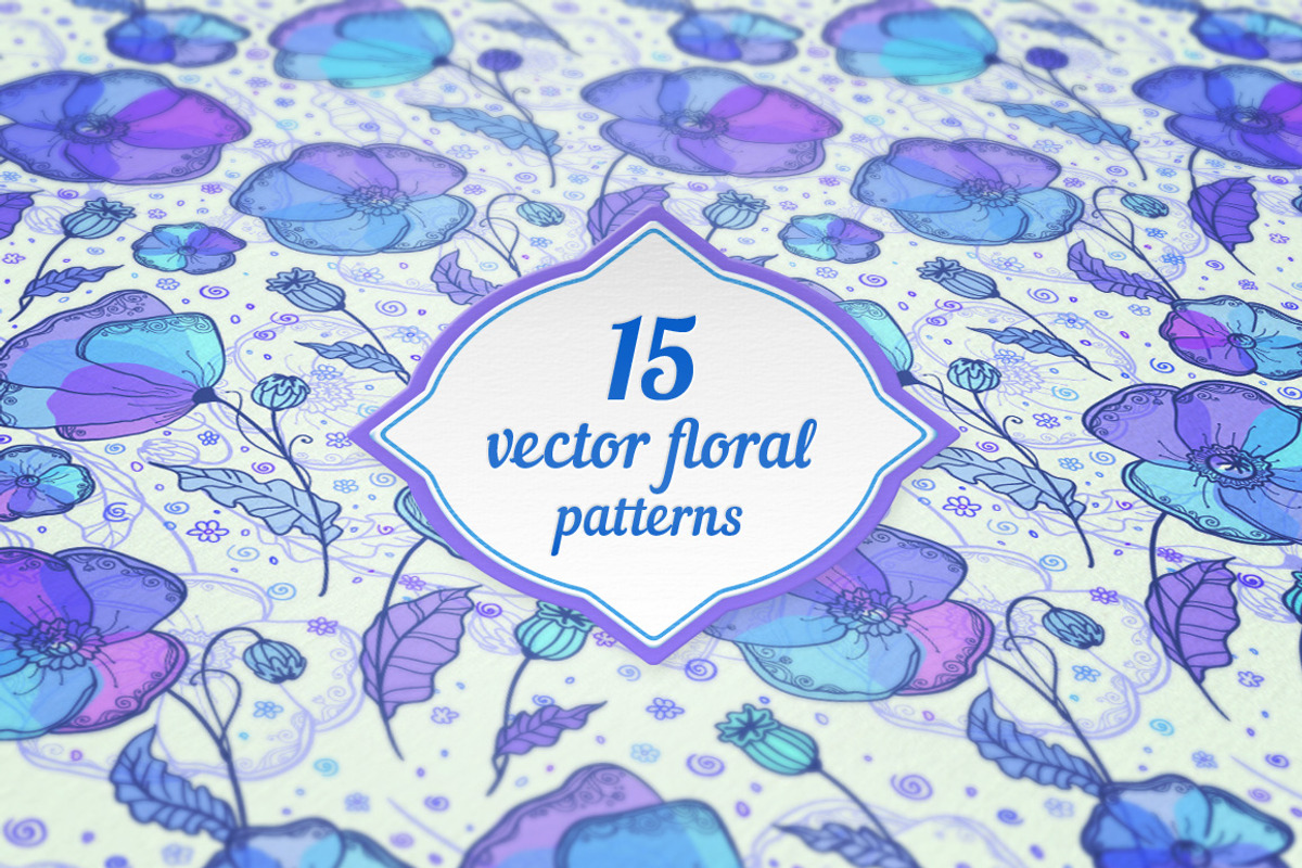 15 vector floral seamless patterns