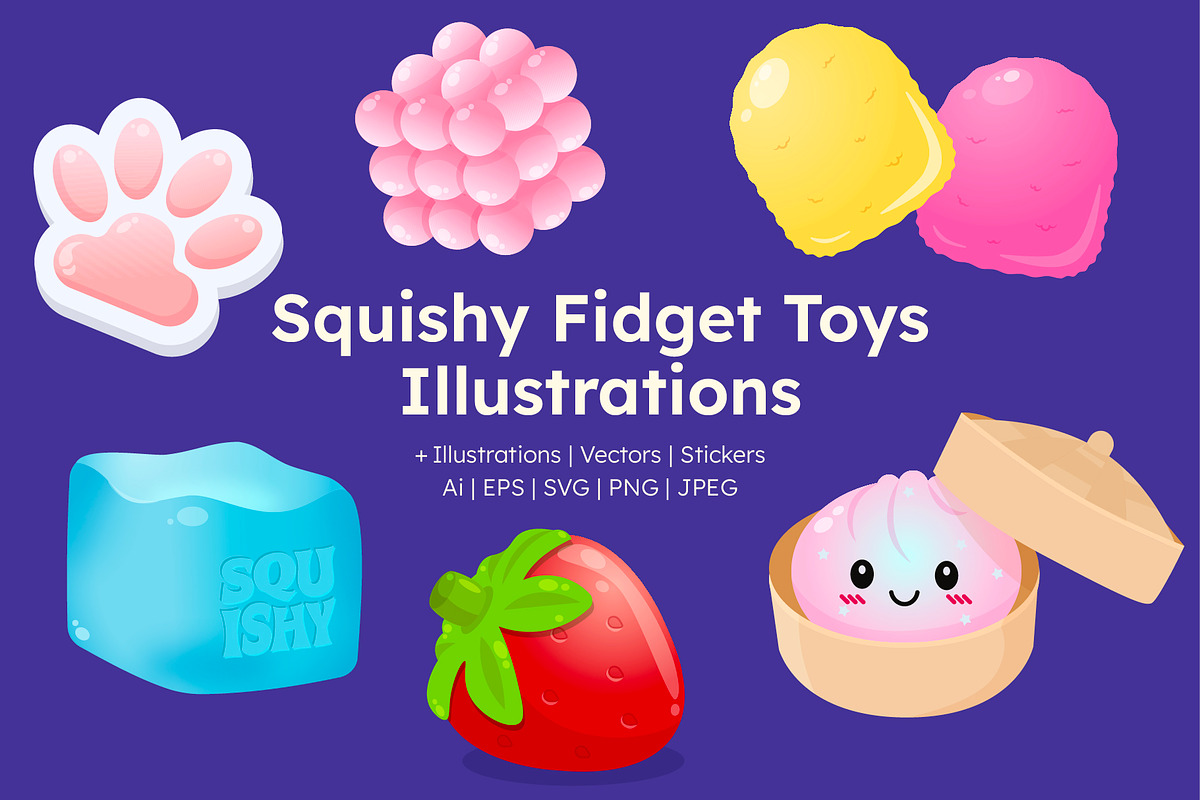 Squishies Fidget Toy Illustrations, an Object Illustration by ThePixelLibrary (Photo 1 of 7)