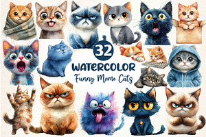 Funny Meme Cats Sublimation Clipart, an Illustration by Dream Creation
