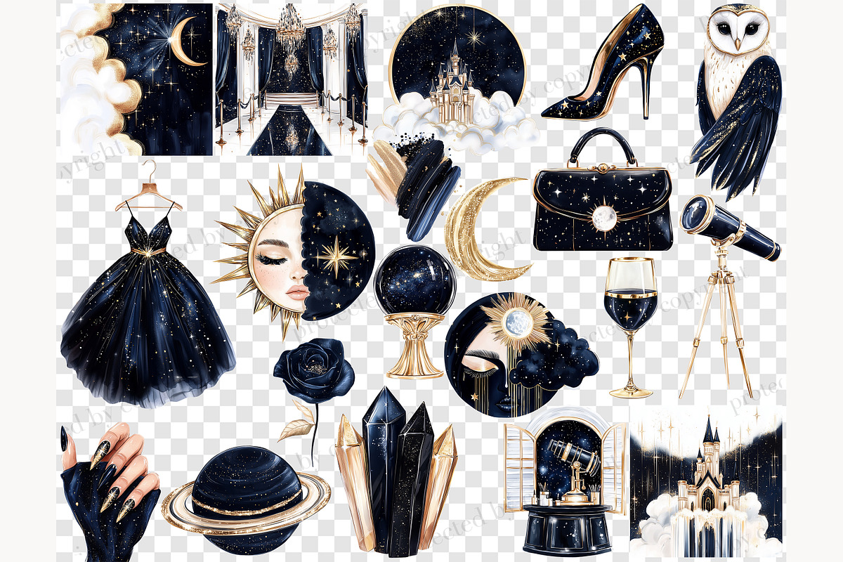 Mystical Celestial Clipart, a Person Illustration by GlamArtZhanna (Photo 6 of 8)