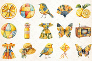 Yellow Patchwork Summer Clipart, an Illustration by Rose Art (Thumbnail 2 of 8)