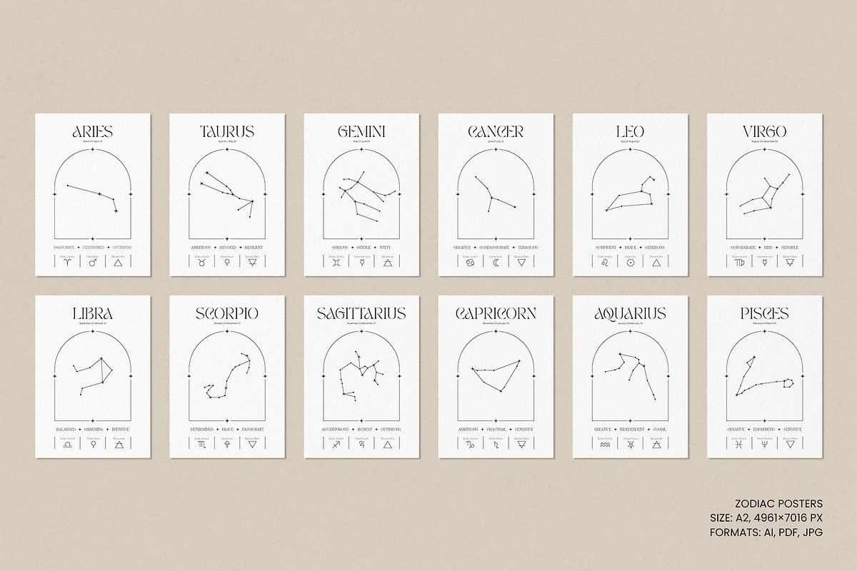 13 Zodiac Posters & Constellations, an Illustration by May Motif (Photo 6 of 13)
