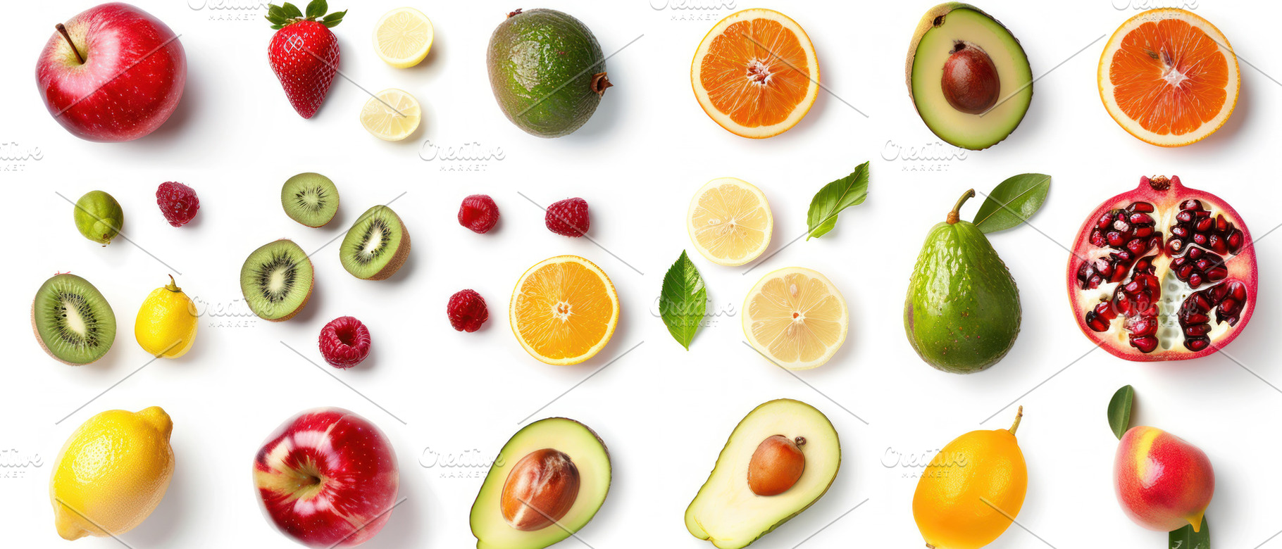 An array of colorful fresh fruits ar, a Photo by LOGOCREATIVE