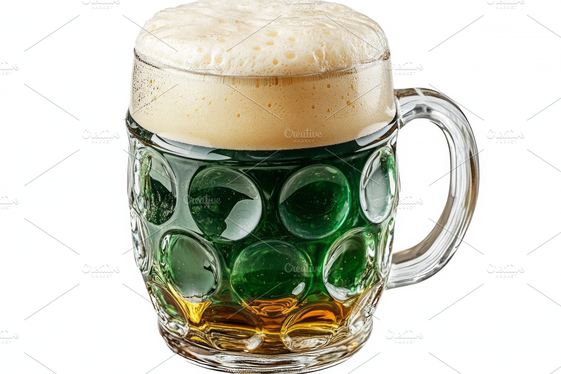 Close-up of a glass mug filled with vibrant green beer, showcasing a frothy top, a Background Photo by ImageMir
